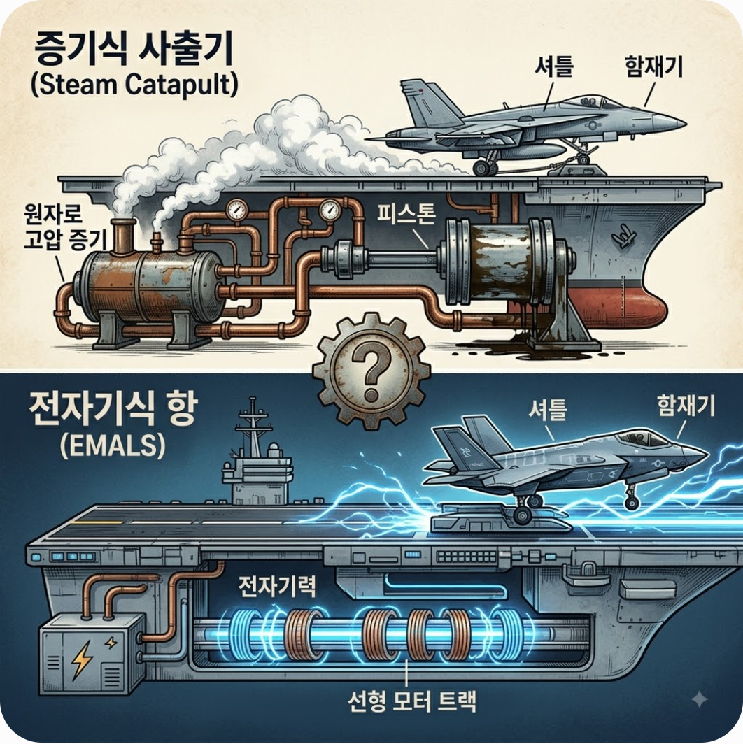 1. 사출기(Catapult)란 무엇이며 왜 중요한가? — 최첨단 항모를 과거로 되돌린다? 미 해군 발칵 뒤집은 트럼프의 돌발 지시와 그 이면