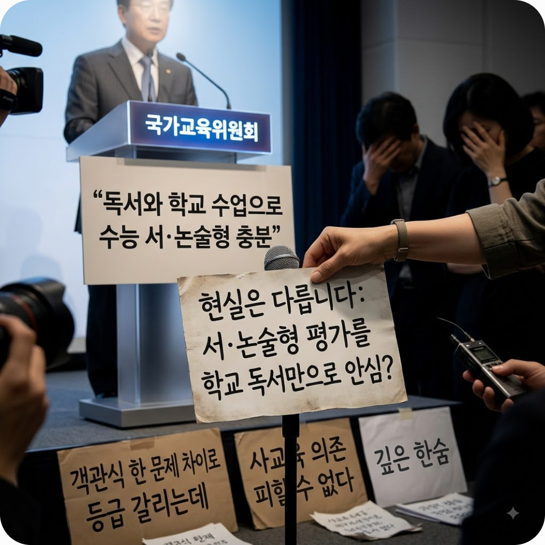"독서로 충분하다"는 발표와 학부모들의 깊은 한숨 — 독서와 서논술형으로 사교육 잡는다더니… 학부모들이 결국 학원 하나 더 등록하는 이유