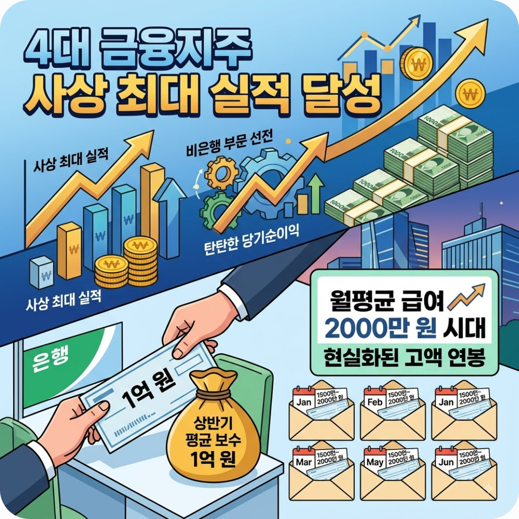 4대 금융지주 상반기 급여, 월평균 2000만 원 시대 — 월급만 2000만원 찍었다? 역대급 실적 터진 금융지주 연봉과 NH농협금융 회장 보수의 반전