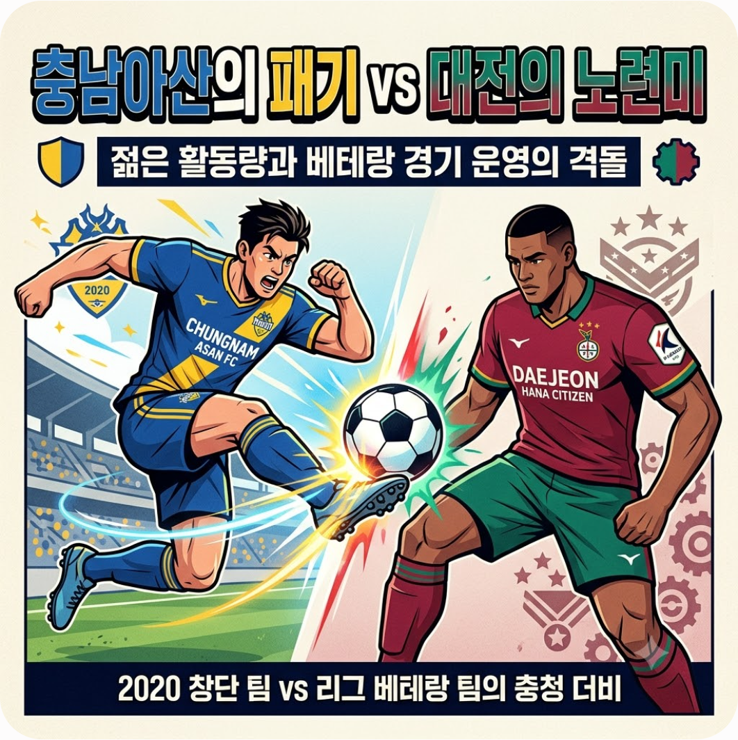 1. 2020년 창단 충남아산의 패기와 대전의 노련미 충돌 — 충남 아산 FC 대 대전 충청 더비 격돌! 승부를 가를 결정적 관전 포인트 3가지
