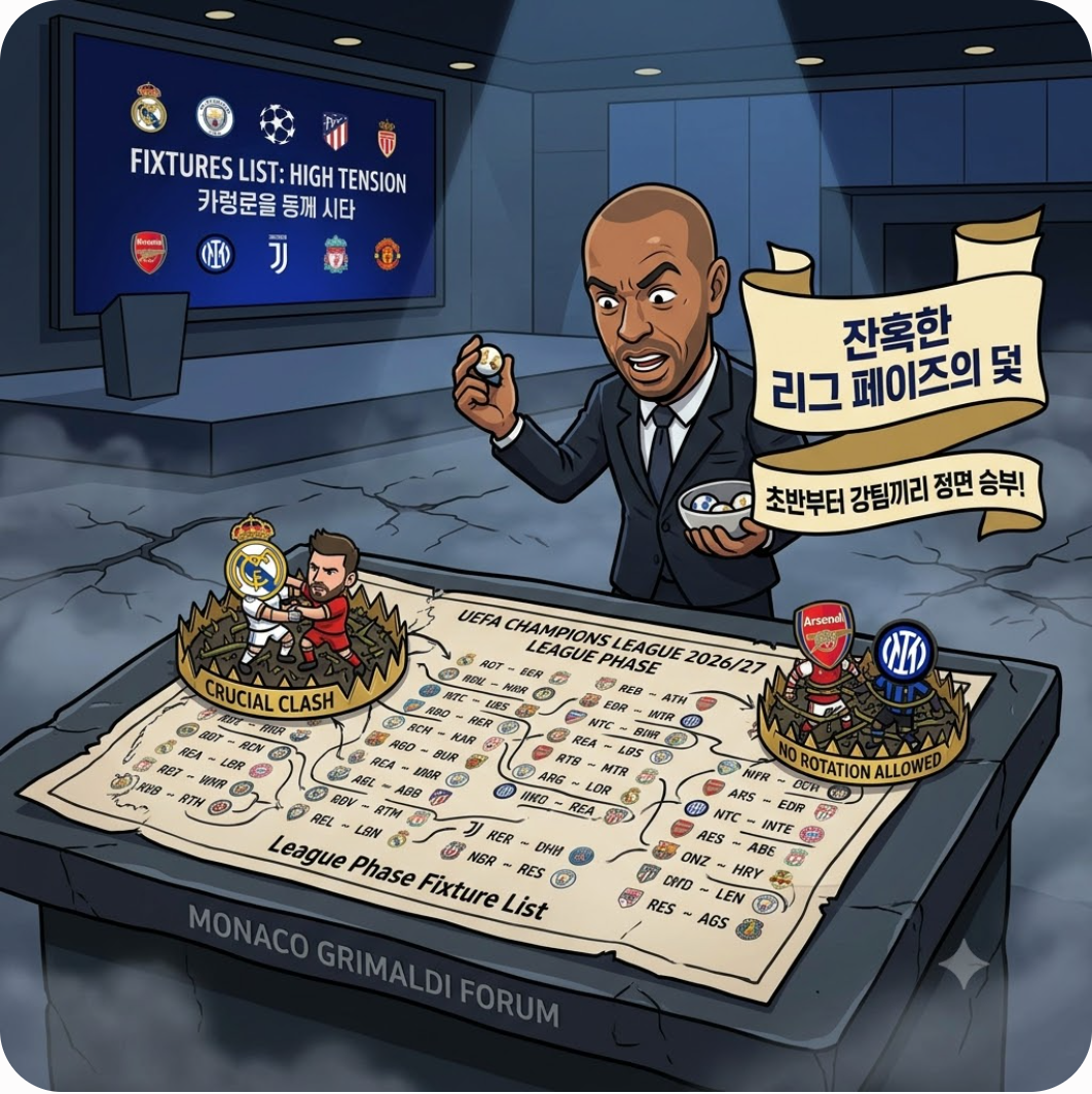모나코에서 완성된 잔혹한 대진표, 리그 페이즈의 덫 — 이번 시즌 Champions League 우승 트로피의 주인이 바뀔 수밖에 없는 결정적 이유