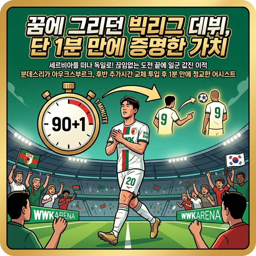 꿈에 그리던 빅리그 데뷔, 단 1분 만에 증명한 가치 — 투입 1분 만에 어시스트? 설영우 분데스리가 데뷔전 미친 임팩트