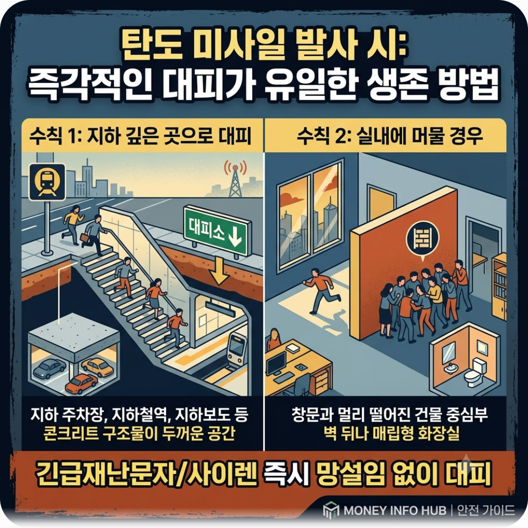 탄도 미사일 발사 시 생존을 결정지을 유일한 수칙 — 탄도 미사일이 날아오는 순간 당신의 생존을 결정지을 유일한 수칙