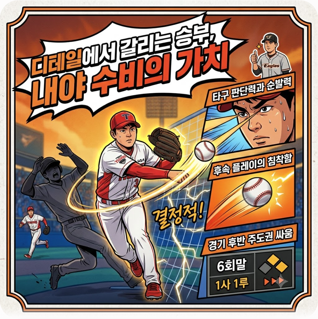 디테일에서 갈리는 승부, 내야 수비의 가치 — 류현진 등판 경기 제대로 불붙었다! 김선빈의 환상적인 점프 캐치와 6회말 결정적 승부처 순간