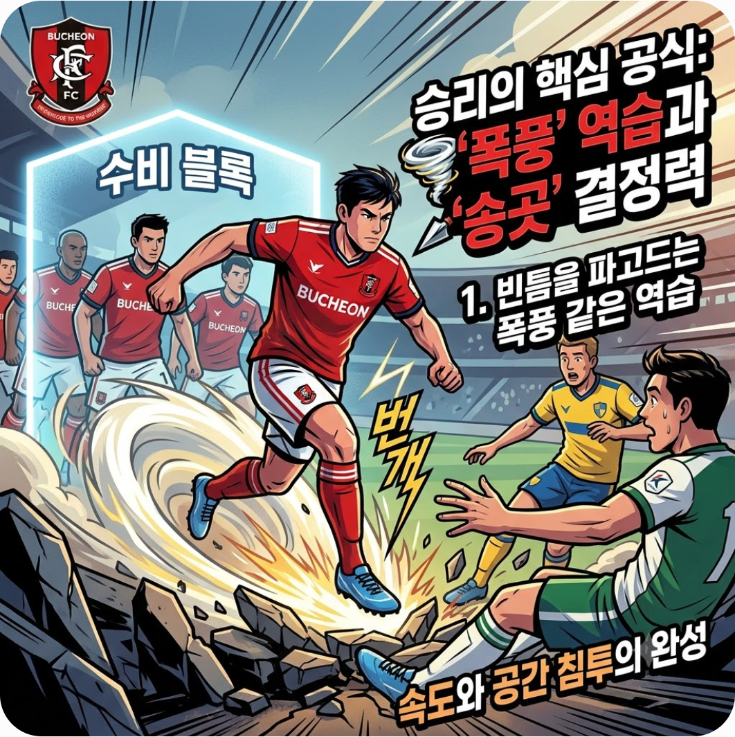 승리의 핵심 공식: '폭풍' 역습과 '송곳' 결정력 — 강원·전북에 이어 포항까지 침몰! 승격팀 부천이 폭풍 역습으로 완성한 충격의 강팀 도장깨기