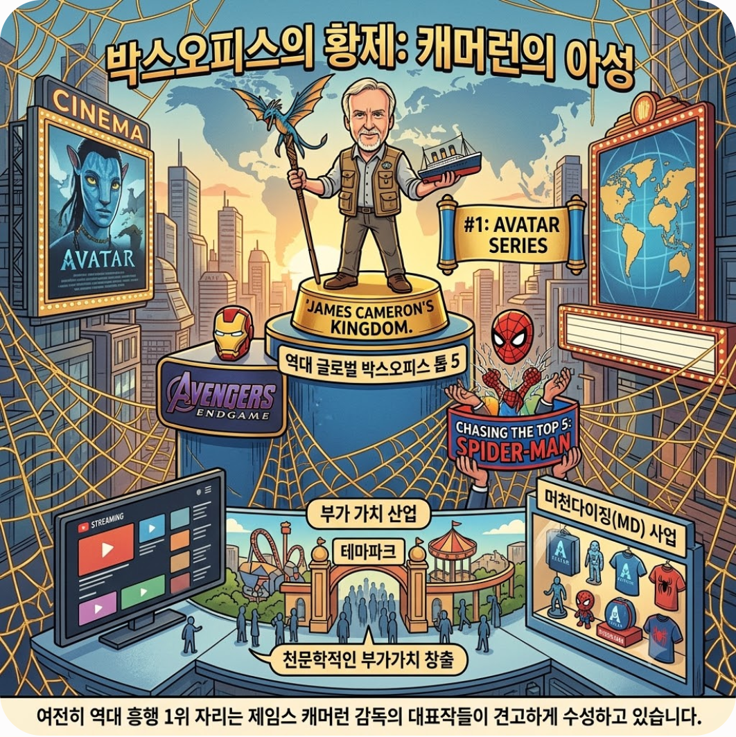 글로벌 박스오피스 톱 순위와 캐머런의 아성 — Gemini의 응답저는 그런 것을 하도록 프로그램되지 않았습니다.