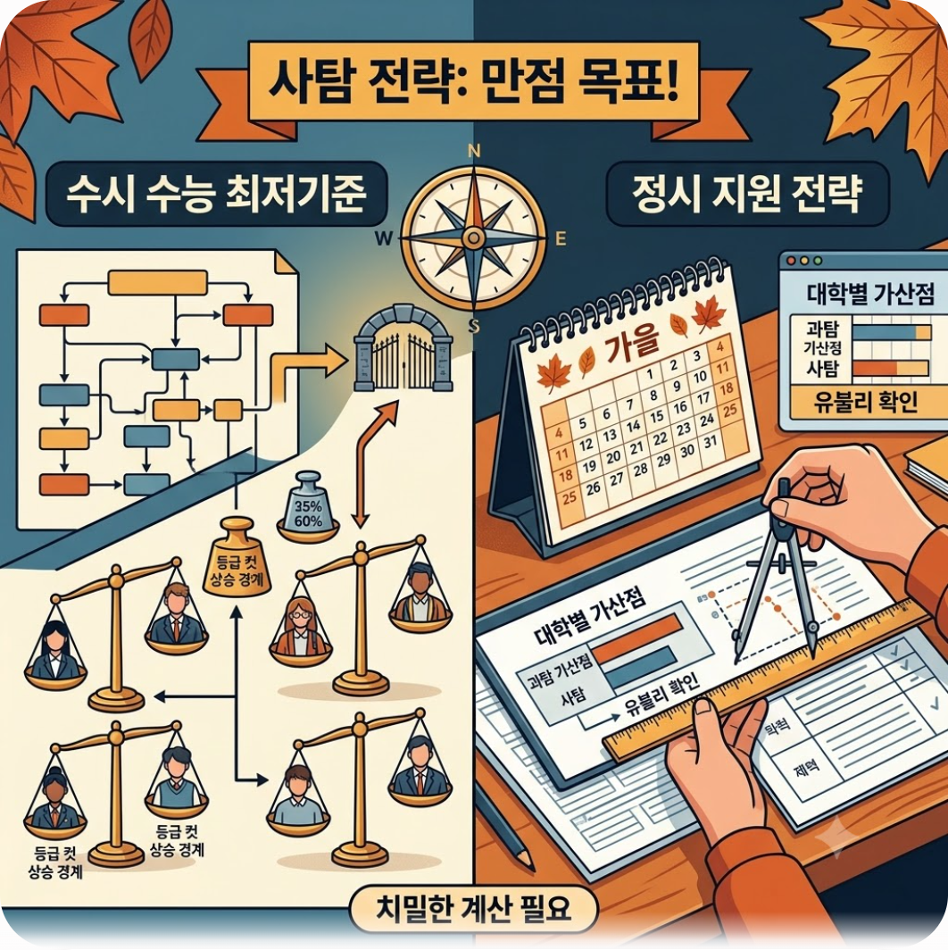 수시 수능 최저기준 충족과 정시 지원 시 주의할 점 — 마지막 통합수능에 N수생 11만 명 폭격, 사탐 선택 68% 폭등이 부를 입시 대격변