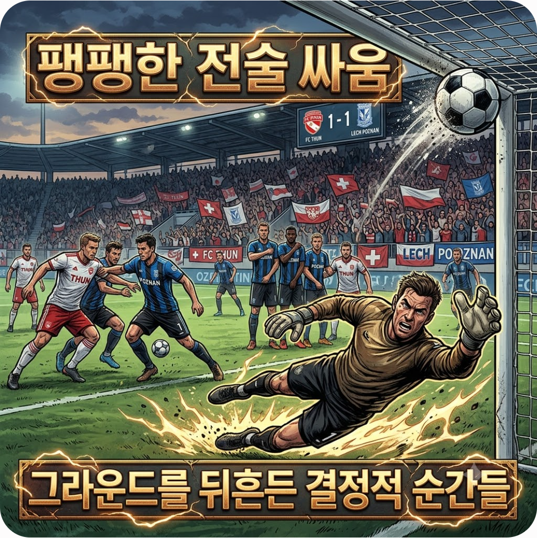 팽팽한 전술 싸움, 그라운드를 뒤흔든 결정적 순간들 — 본선 티켓을 건 혈투! FC 툰 vs 레흐 포즈난, 그라운드를 뒤흔든 명승부의 결정적 순간