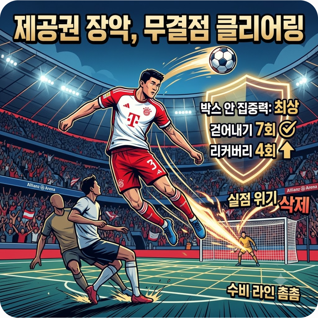 제공권 장악과 무결점 클리어링의 비밀 — 태클 0개인데 평점 대폭발? 김민재가 분데스리가 개막전에서 보여준 충격적인 수비 지표