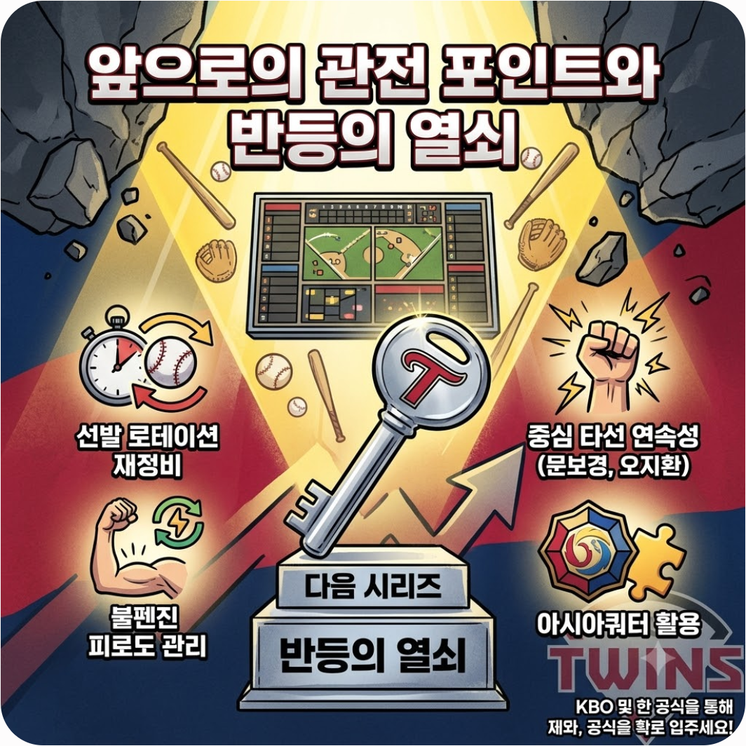 앞으로의 관전 포인트와 반등의 열쇠 — 박시원 3이닝 강판에 12점 차 대패 충격, 4위 추락에도 LG가 흔들리지 않는 결정적 이유