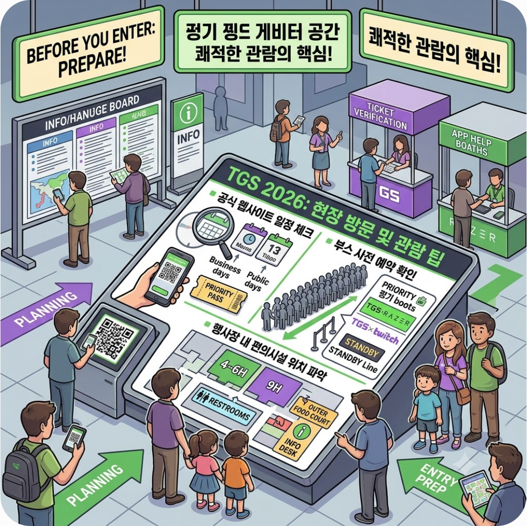 현장 방문 및 관람 팁, 이것만은 꼭 확인하세요 — 30주년 맞은 도쿄게임쇼 2026, 트위치 크리에이터 라운지와 레이저 협찬으로 뒤집어진 현장 총정리