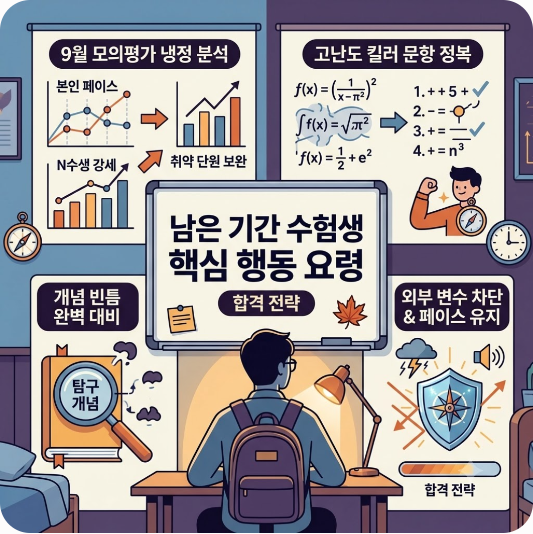 남은 기간 수험생이 점검해야 할 핵심 행동 요령 — 마지막 통합수능에 N수생 11만 명 폭격, 사탐 선택 68% 폭등이 부를 입시 대격변