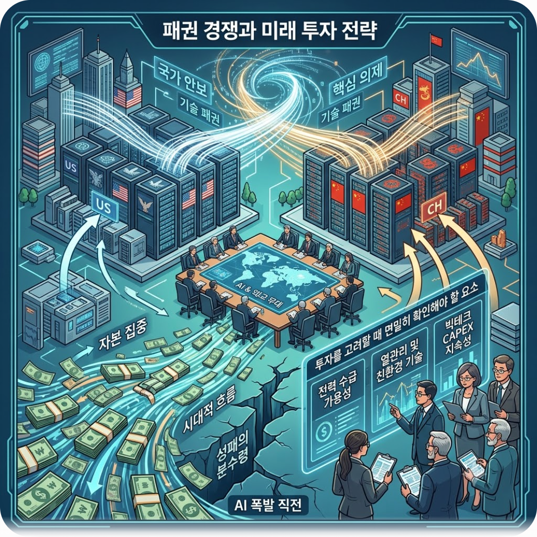 패권 경쟁과 미래 투자 전략: 우리는 무엇을 확인해야 할까? — AI 폭발 직전, 전 세계 돈이 데이터 센터로 쏠리는 결정적 이유