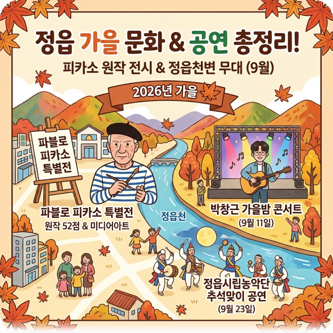 정읍에 피카소 원작이 떴다! 9월 놓치면 후회할 가을 문화 공연·전시 총정리