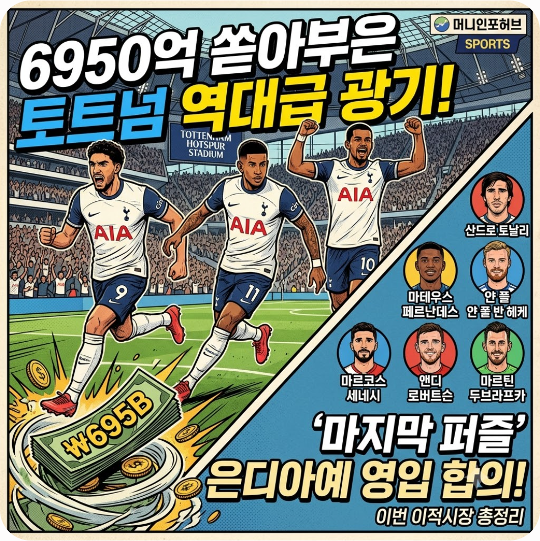6950억 쏟아부은 토트넘 역대급 광기! 마르무시·사비우에 은디아예까지 쓸어 담은 이적시장 총정리
