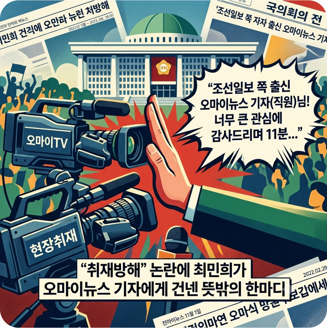 취재방해" 논란에 최민희가 오마이뉴스 기자에게 건넨 뜻밖의 한마디