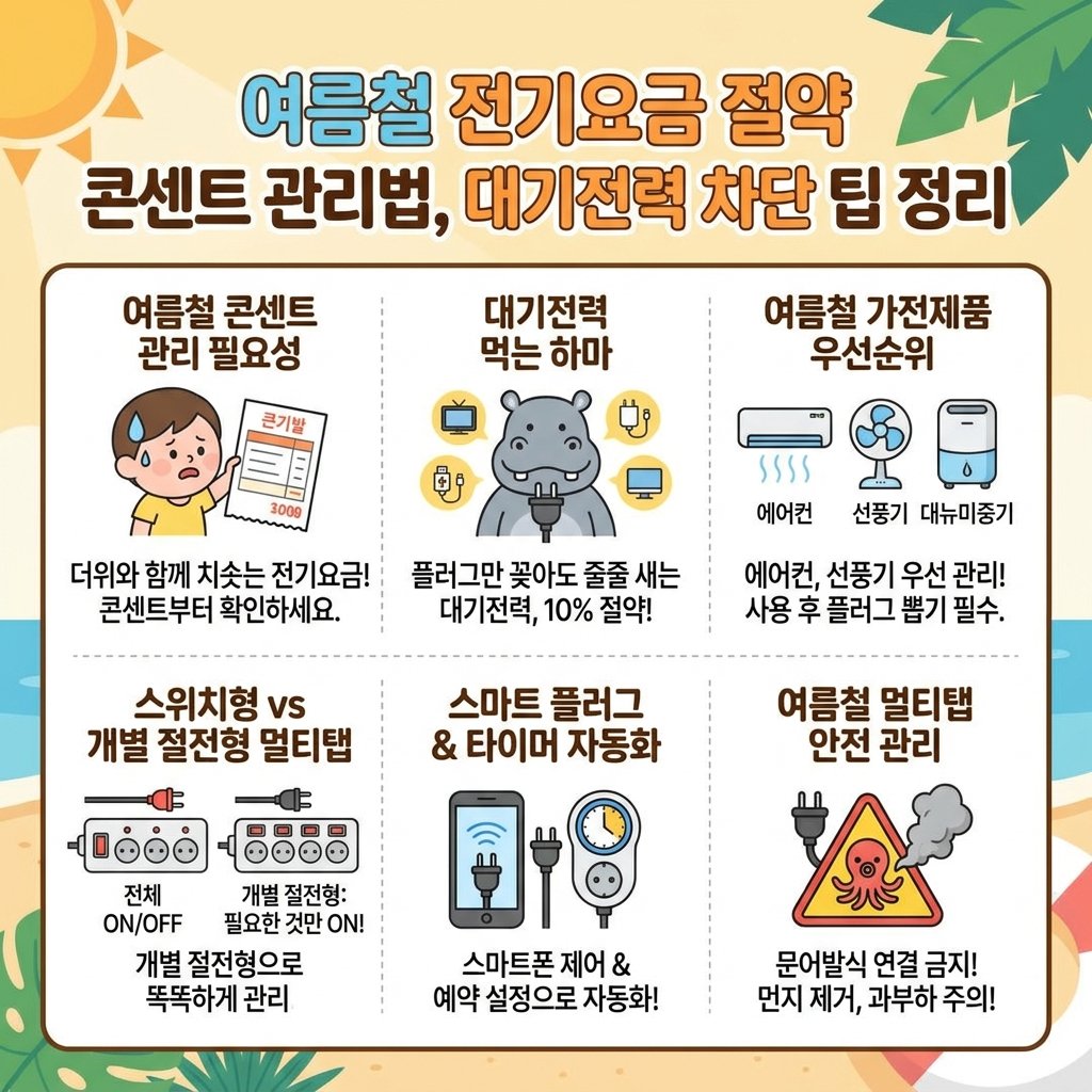 여름철 전기요금 절약 콘센트 관리법, 대기전력 차단 팁 정리