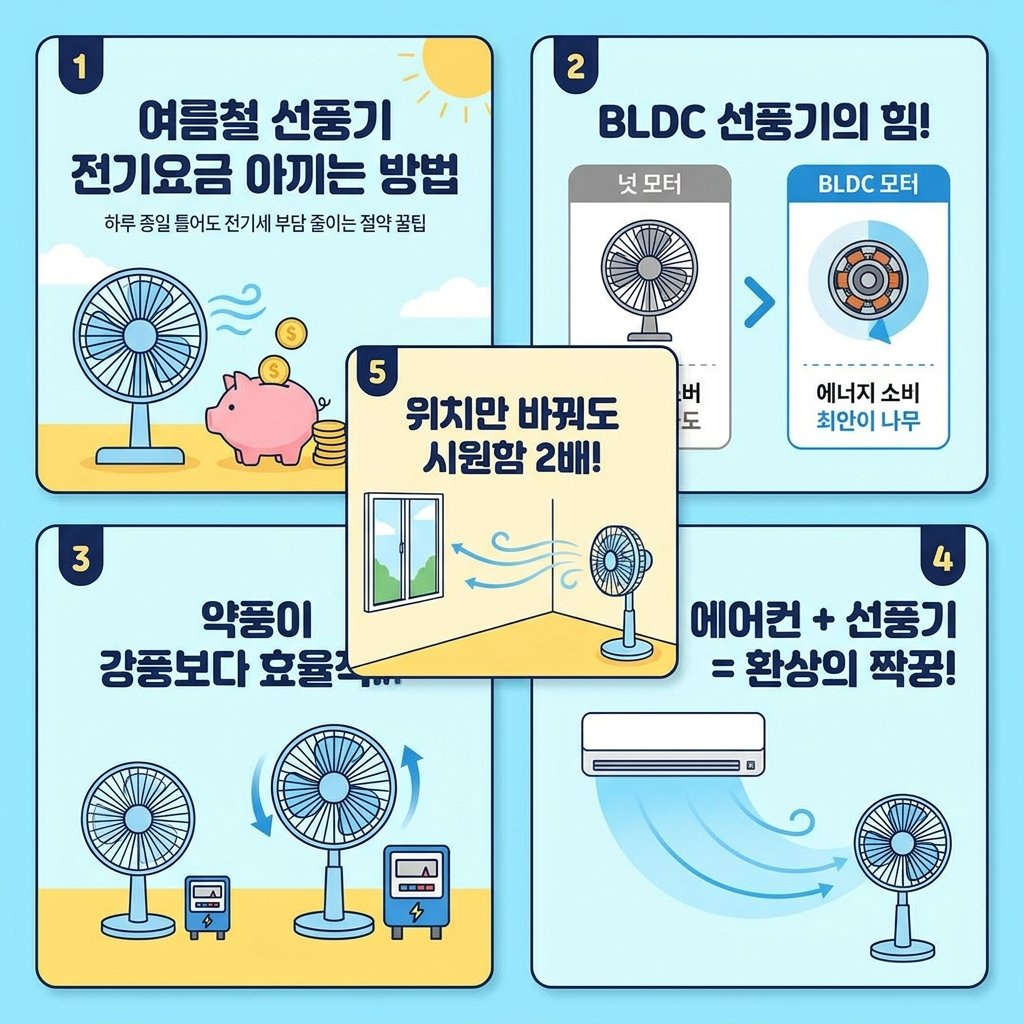 여름철 선풍기 전기요금 아끼는 방법, 하루 종일 틀어도 전기세 부담 줄이는 절약 꿀팁