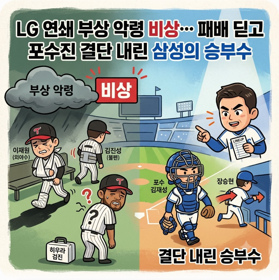 LG 연쇄 부상 악령 비상… 패배 딛고 포수진 결단 내린 삼성의 승부수