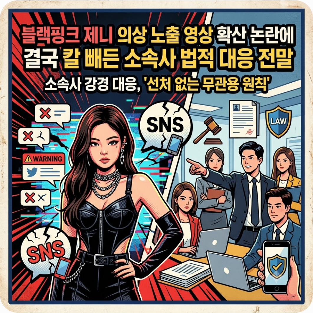 블랙핑크 제니 의상 노출 영상 확산 논란에 결국 칼 빼든 소속사 법적 대응 전말
