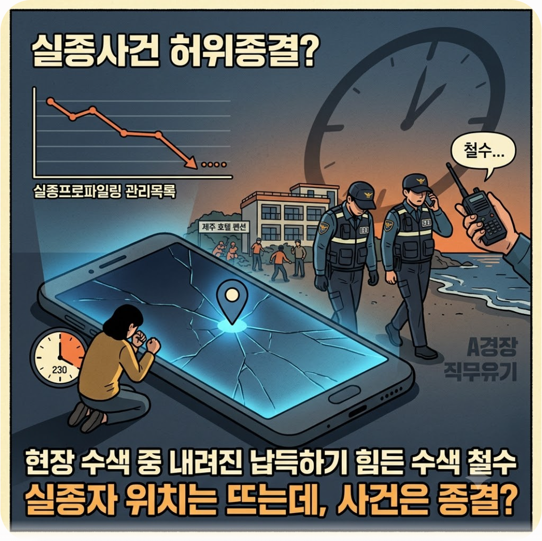 위치 추적 중인데 철수? 제주 실종 사건을 '허위 종결' 처리해 삭제해버린 경찰의 충격적 전말