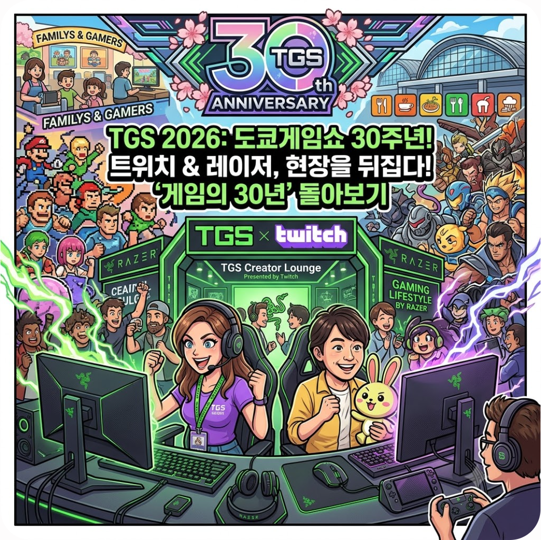 30주년 맞은 도쿄게임쇼 2026, 트위치 크리에이터 라운지와 레이저 협찬으로 뒤집어진 현장 총정리