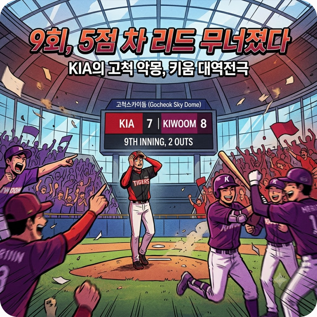 9회 5점 차 리드가 뒤집혔다, KIA를 무너뜨린 키움의 충격 역전극과 고척 악몽