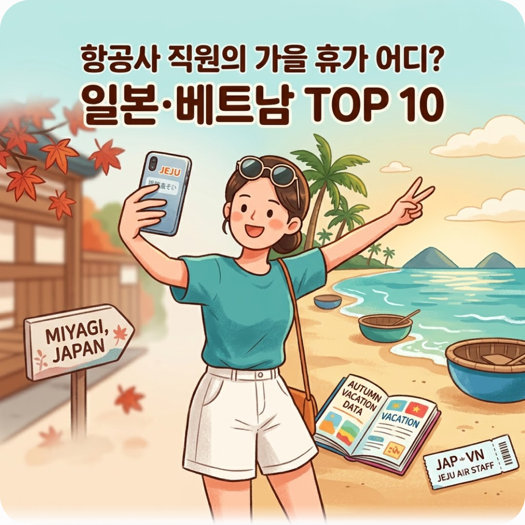 항공사 직원은 가을 휴가 어디로 갈까? 제주항공 8,700명이 증명한 해외 여행지 TOP 10