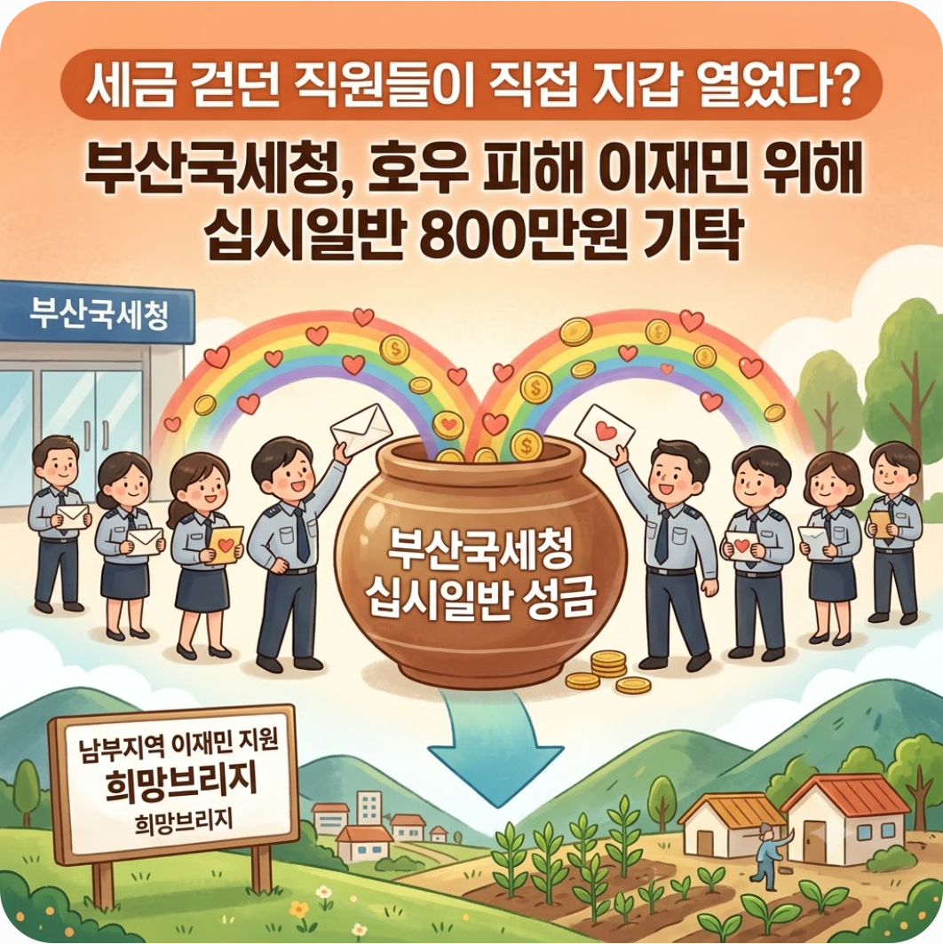 세금 걷던 직원들이 직접 지갑 열었다? 호우 피해 이재민 위해 800만 원 십시일반 모은 부산국세청