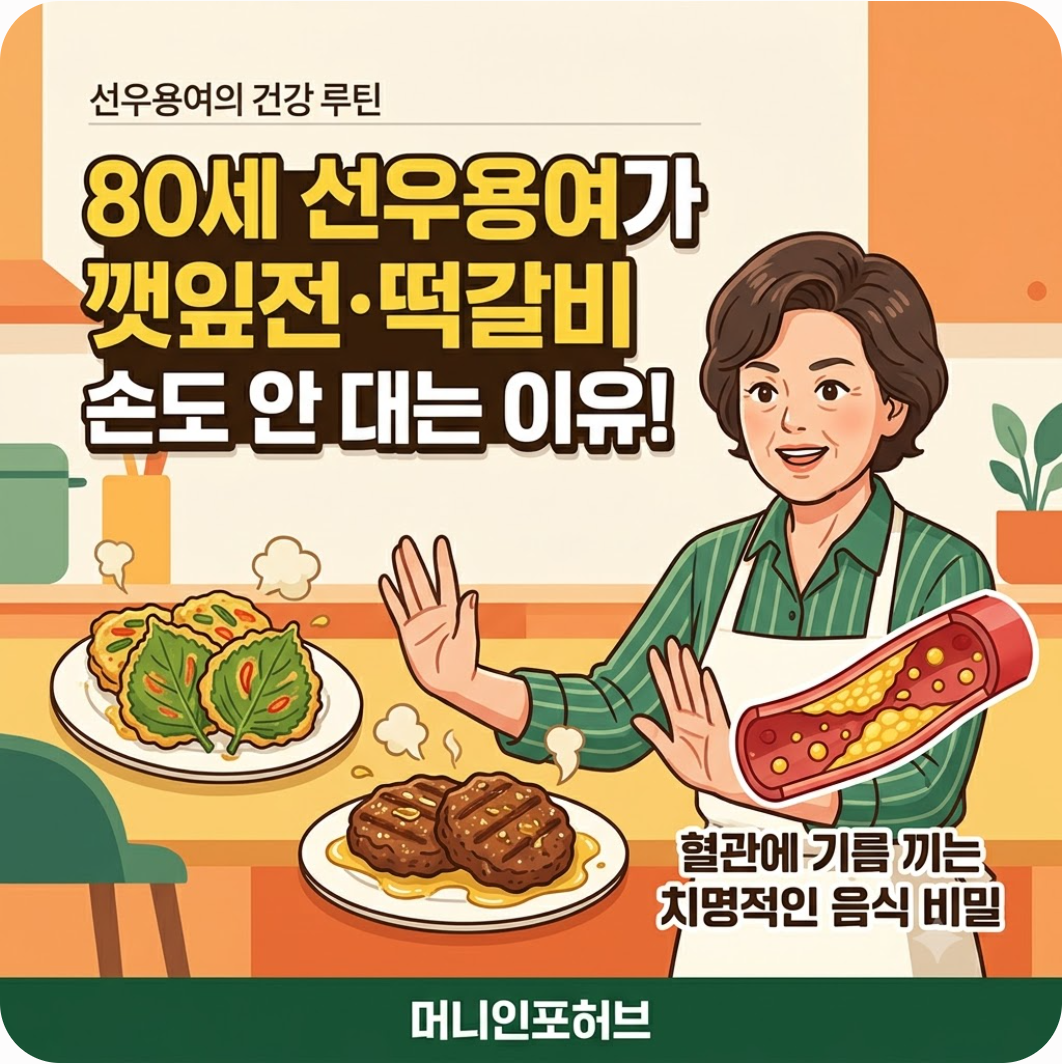 80세 선우용여가 깻잎전·떡갈비 손도 안 대는 이유, 혈관에 기름 끼는 치명적인 음식 비밀