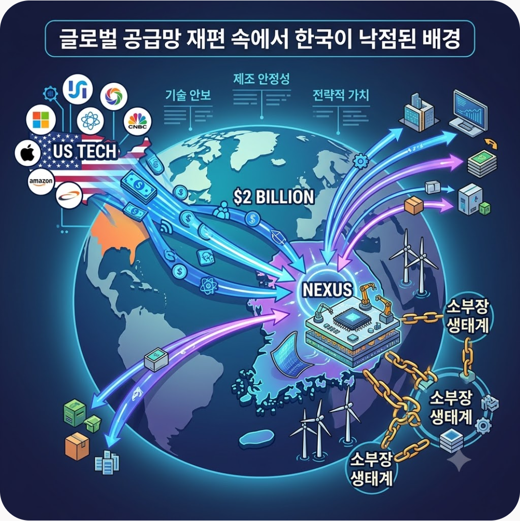 글로벌 공급망 재편 속에서 한국이 낙점된 배경 — 미국 첨단기업 4곳이 한국에 2조 6천억을 쏟아붓는 진짜 이유