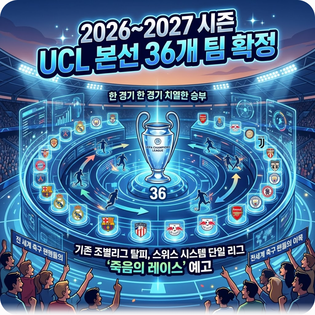 2026~2027시즌 챔피언스리그 본선 36개 팀 확정 — 한국인 4명 챔스 본선 출전 확정! 나폴리 대 코모 및 36개 진출팀 라인업 총정리