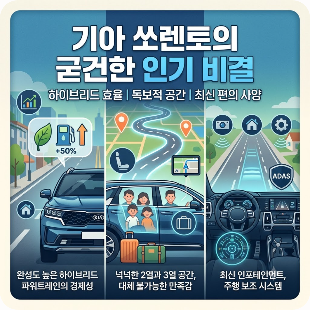 3. 기아 쏘렌토가 내수 침체에도 굳건한 결정적 이유 — 내수 침체에도 기아 쏘렌토·친환경차만 폭풍 질주하는 결정적 이유